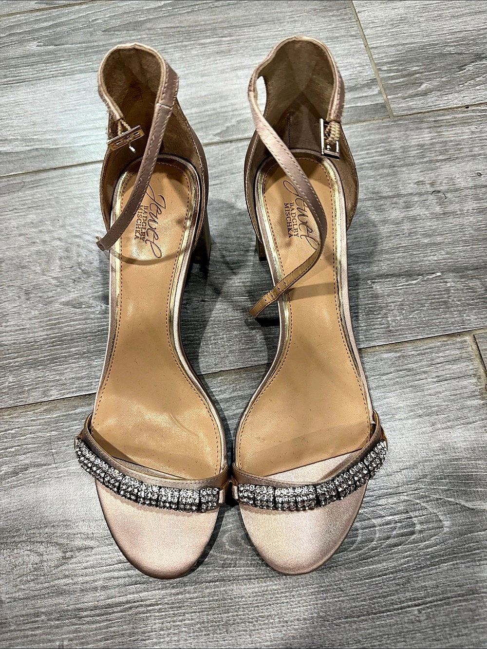 Badgley Mischka Crystal Strap Heels in Pink US 10